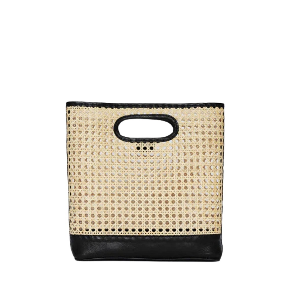 Sophisticated Black and Tan Tote with Geometric Design